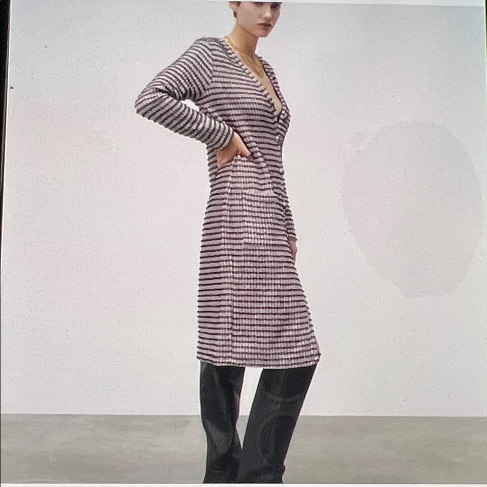 ZARA Textured Midi Dress Cardigan Sweater Small